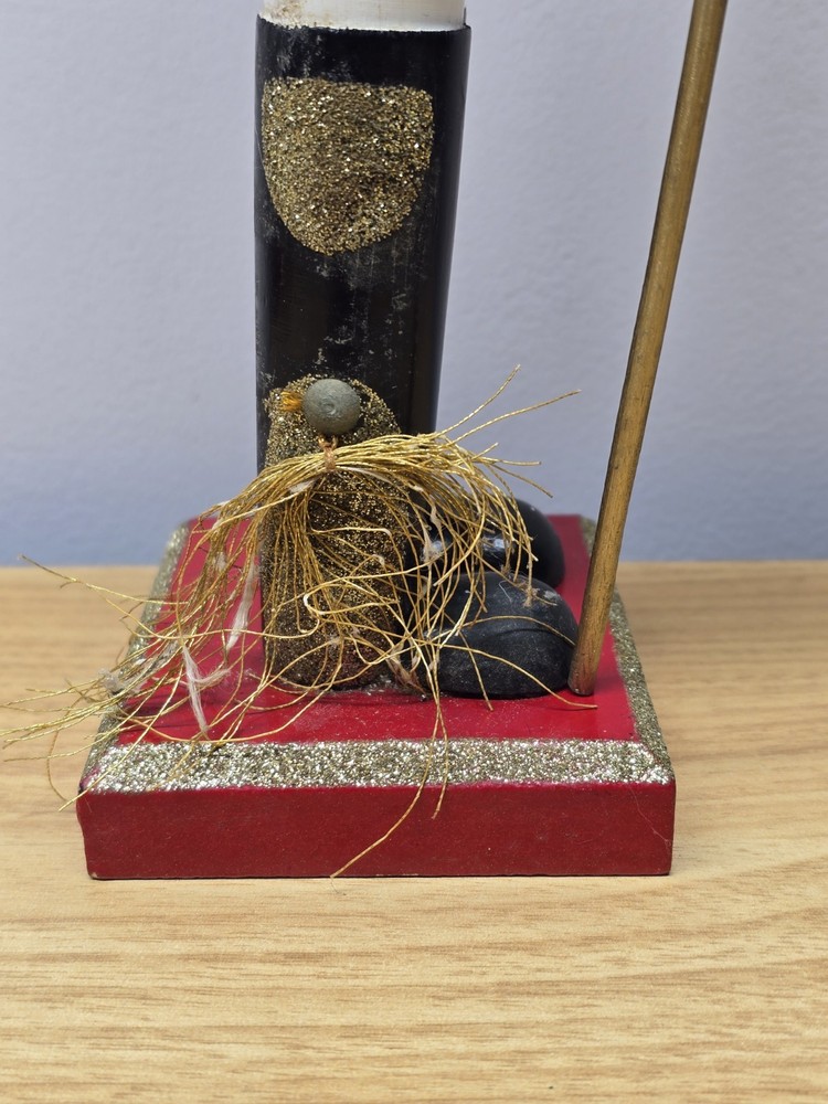 15” Tall Flashy Metallic Gold Glitter Nutcracker Christmas Decor