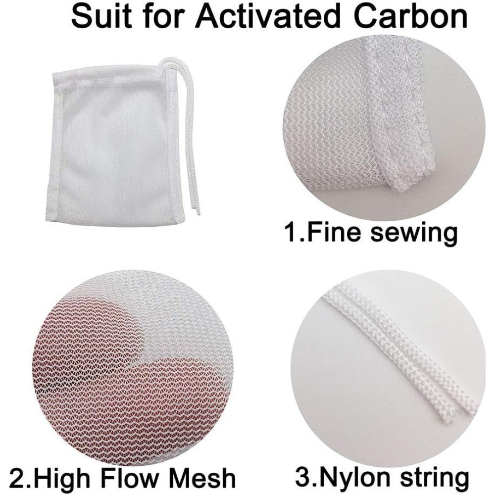 High Flow Aquarium Filter Media Bags 6 Pack Small 3x4 Inches Drawstring Mesh