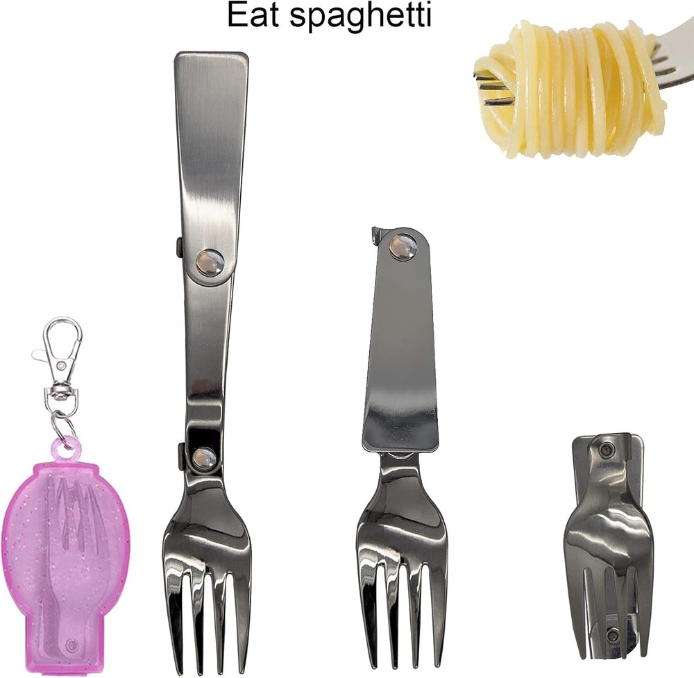 Foldable Fork & Spoon Set Portable Folding Spoon & Fork Set W/ Two Plastic Cases