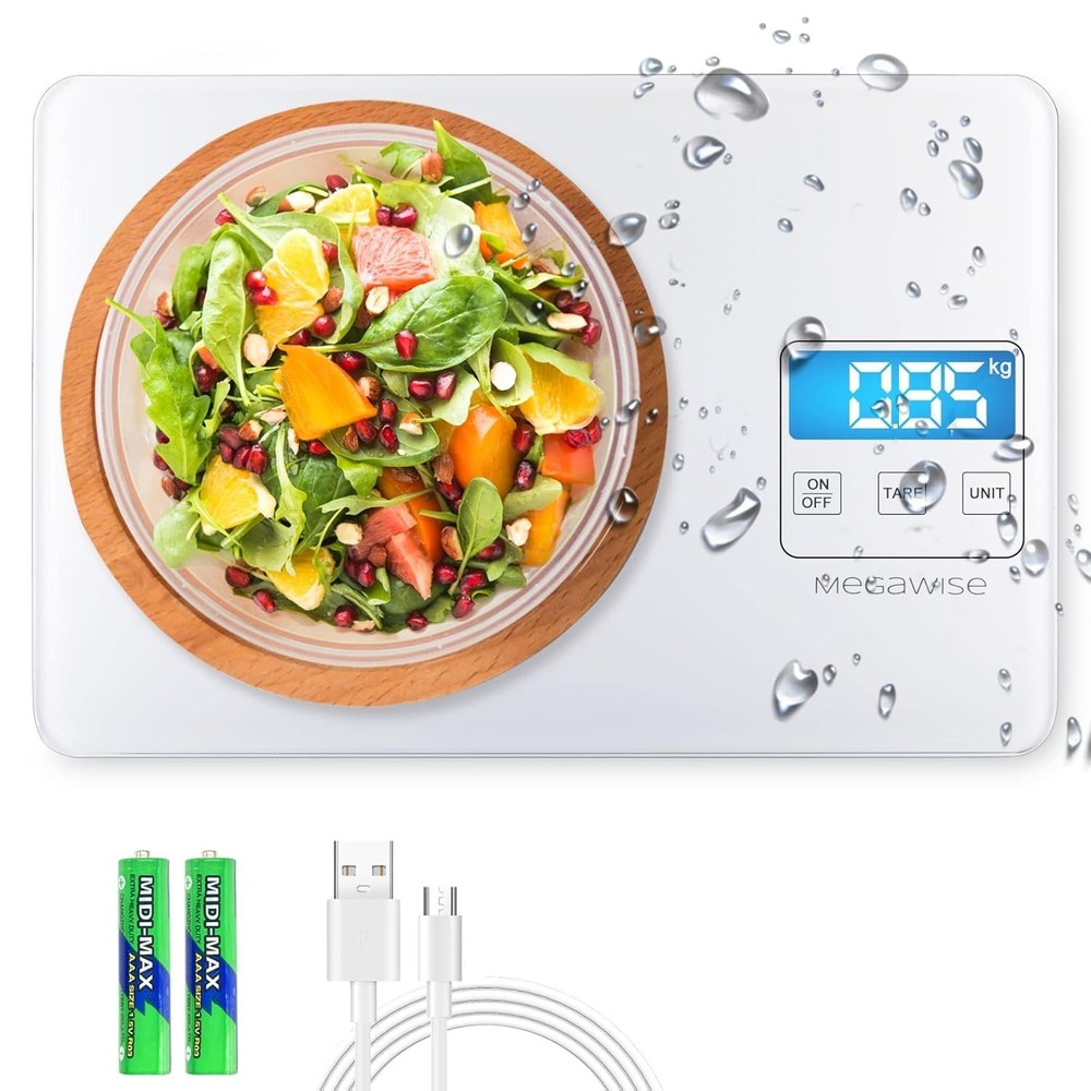 33lb Waterproof Digital Kitchen Scale - USB Rechargeable & Precise Measurements
