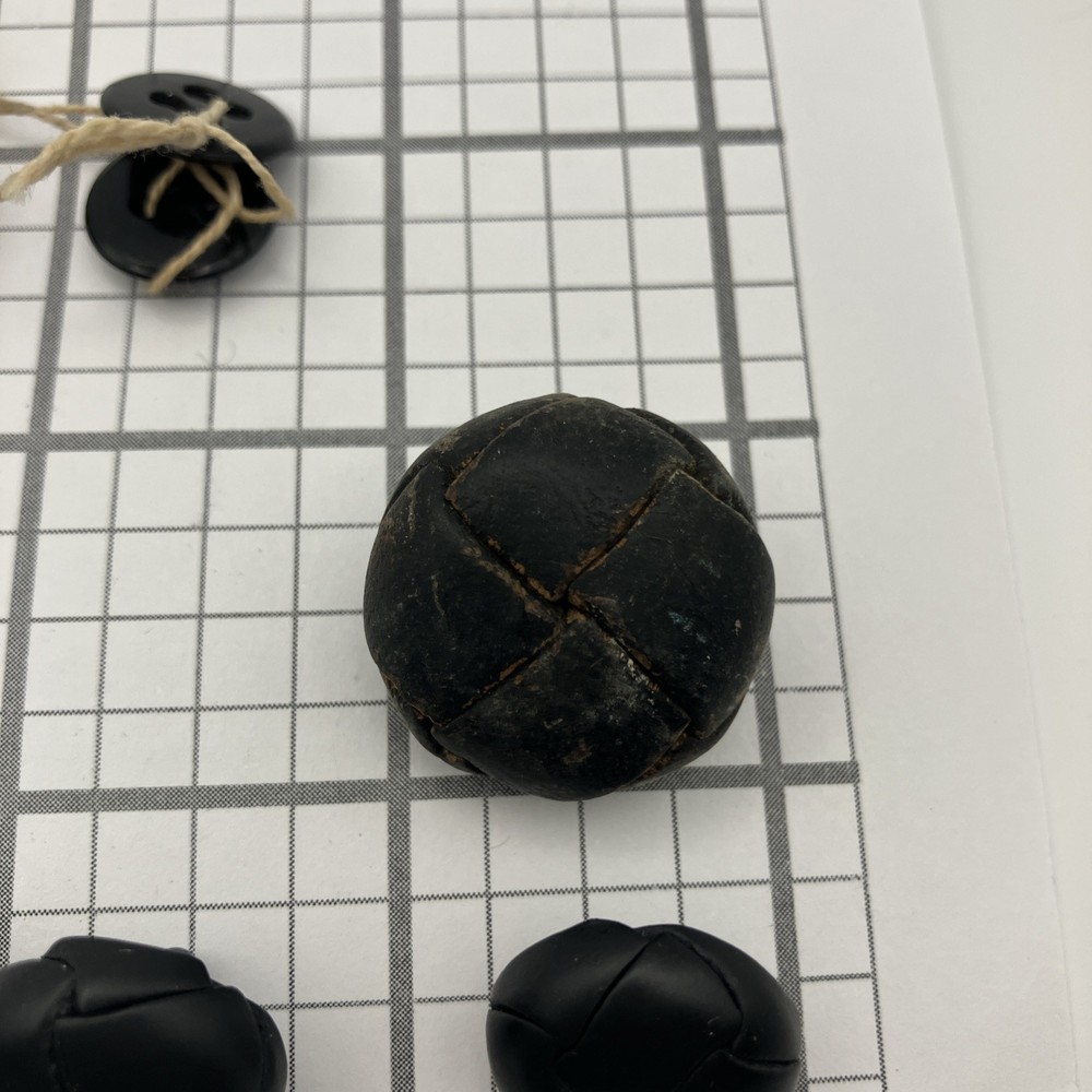 Vintage Leather-Wrapped Button 25+ Piece Lot
