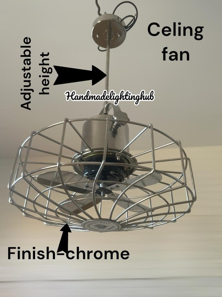 Industrial Ceiling Fan: Brown Finish, Adjustable Height
