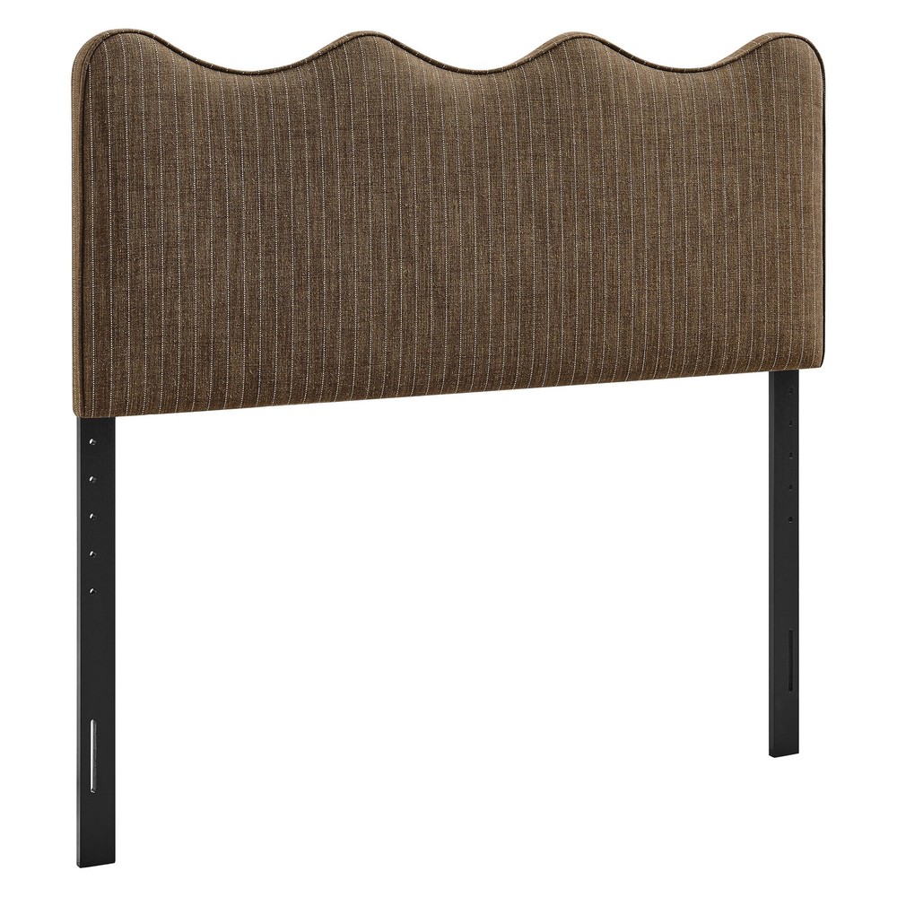 Athena Striped Fabric Upholstered Full Size Headboard in Earth Stripe