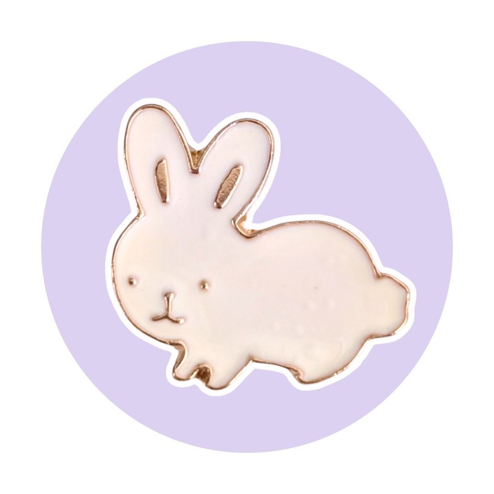 Animal Enamel Pin: White Bunny Rabbit