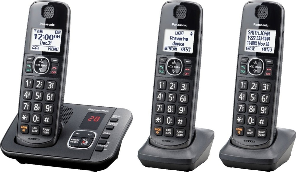 Panasonic KX-TGE633M DECT 6.0 Expandable Cordless Phone System Black
