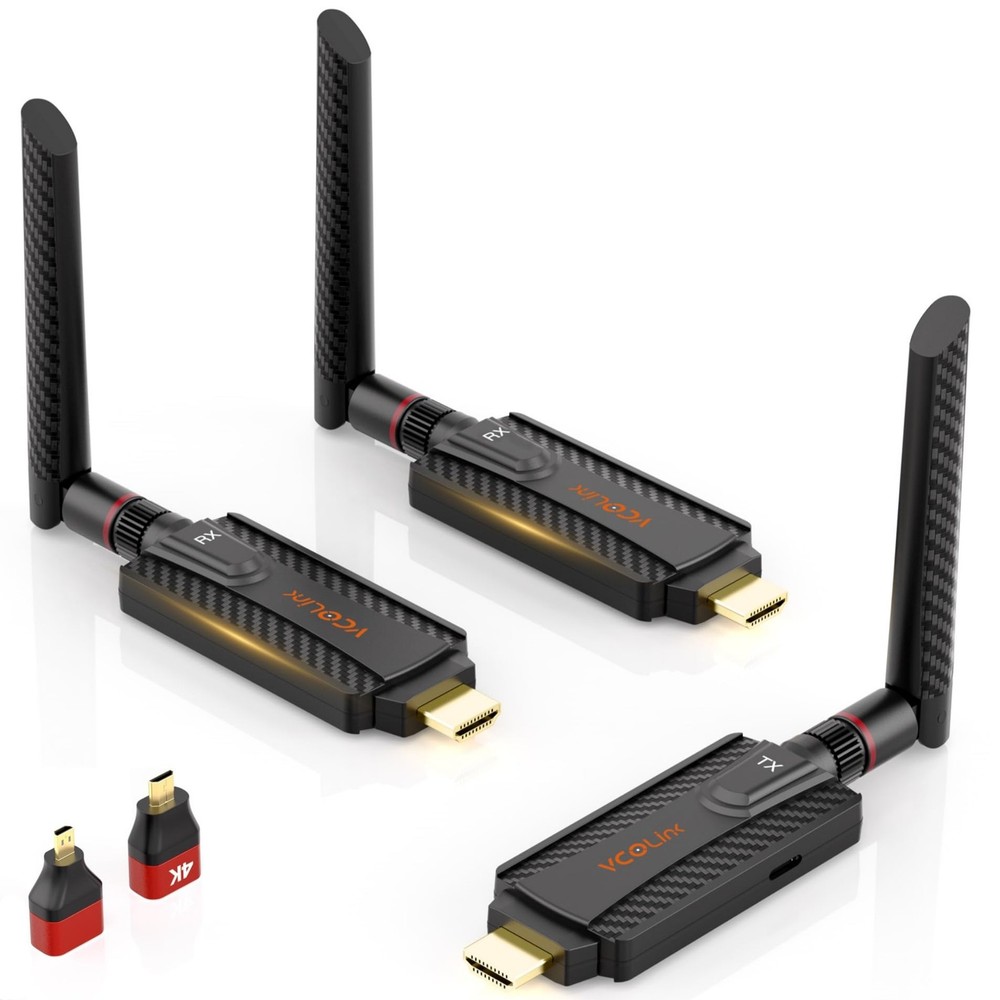 Wireless HDMI Transmitter with 2 Receivers, 656ft Long Range, 0.05s Low Lag &...