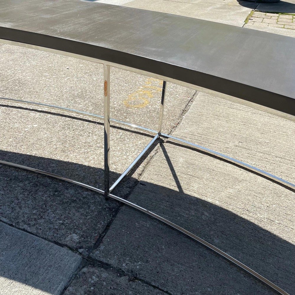 Classic Curved Sofa Table in Grey by Thayer Coggin Designed by Milo Baughman