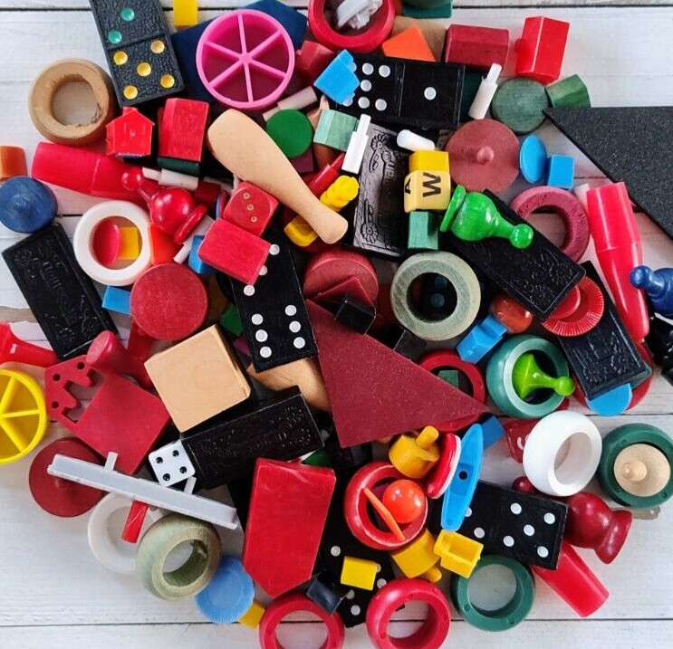 Vintage Game Piece Mixed Lot - 1 Pound