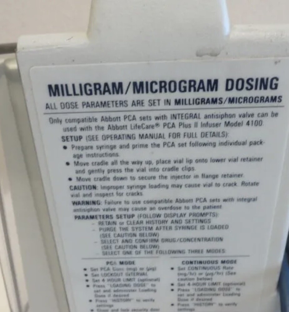 ABBOTT LIFECARE 4100 PCA PLUS ll INFUSER. Working