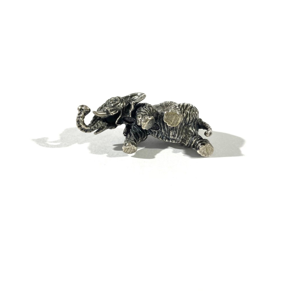 vintage solid silver elephant miniature , hallmarked italian figurine
