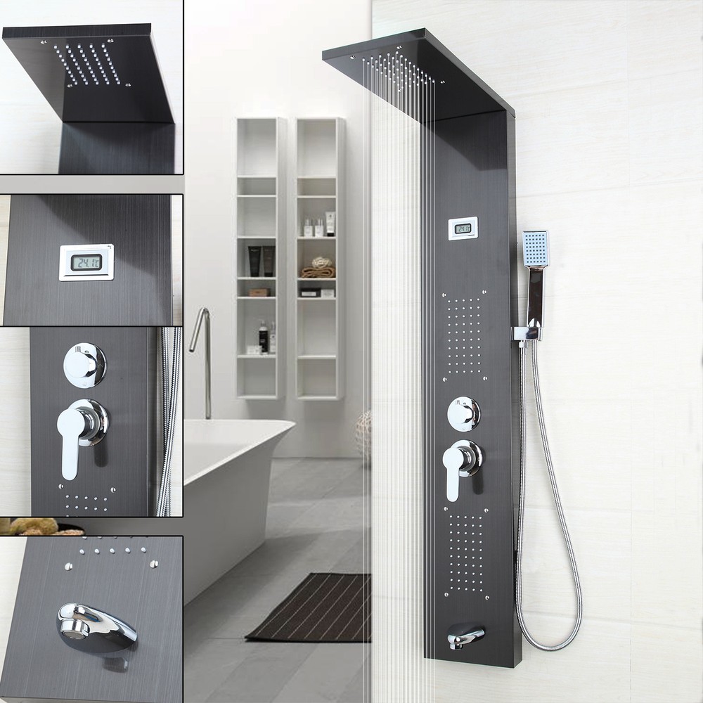 Waterfall Rain Shower Column Massage Jets Sprayer Shower Panel Hand Shower