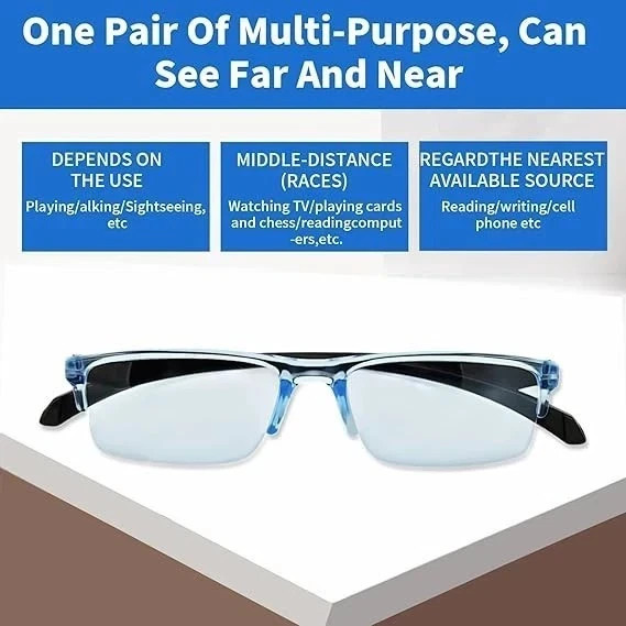 2 Pcs Auto Focus Glasses, Automatic Zoom Reading Intelligent Self Adjusting Pres