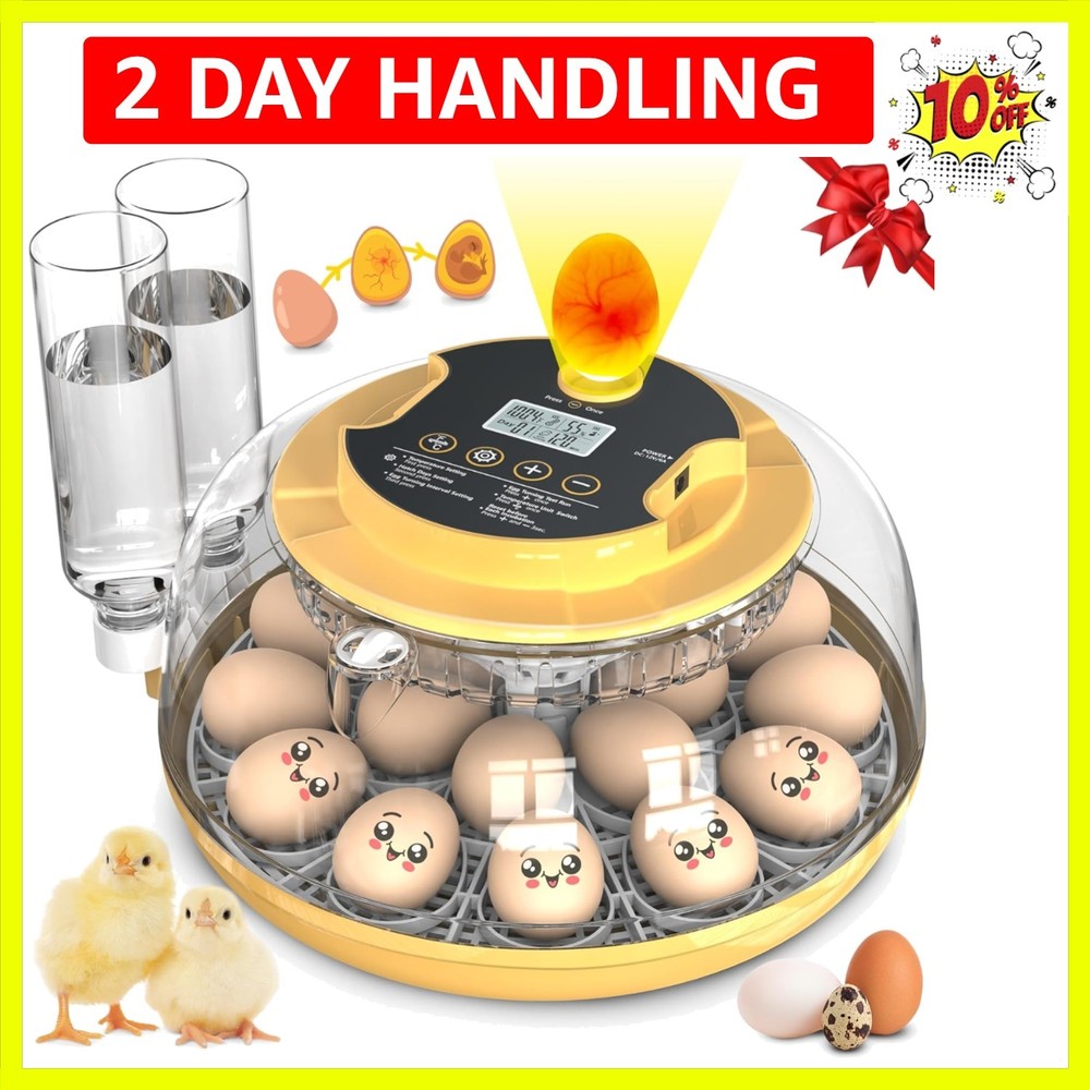 18 Egg Incubator with Automatic Egg Turning and Humidity Control, Chicken Inc...