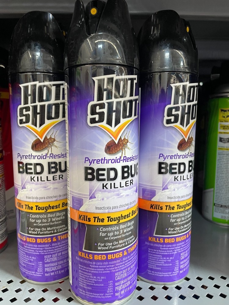 3 Pack Hot Shot Bed Bug Killer Spray 17.5 oz Pyrethroid-Resistant Indoor Flea Ti