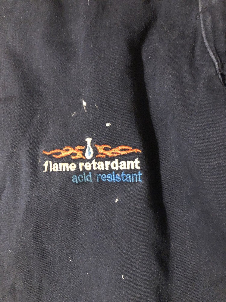 Flame Retardant Acid Resistant Adjustable Work Pants Size 32 Blue Welding