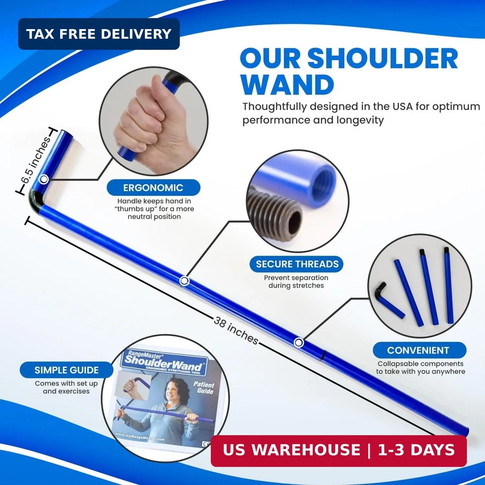 RangeMaster ShoulderWand Therapy Stretching Tool│Collapsible Stretching Bar │Phy