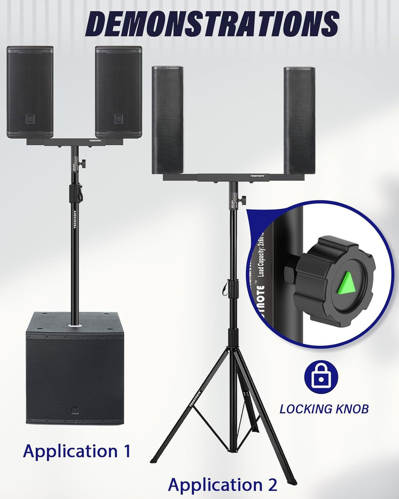 Dual Speaker Mount Bar Adjustable Width 14-20in Fork Bracket For 35mm Pole