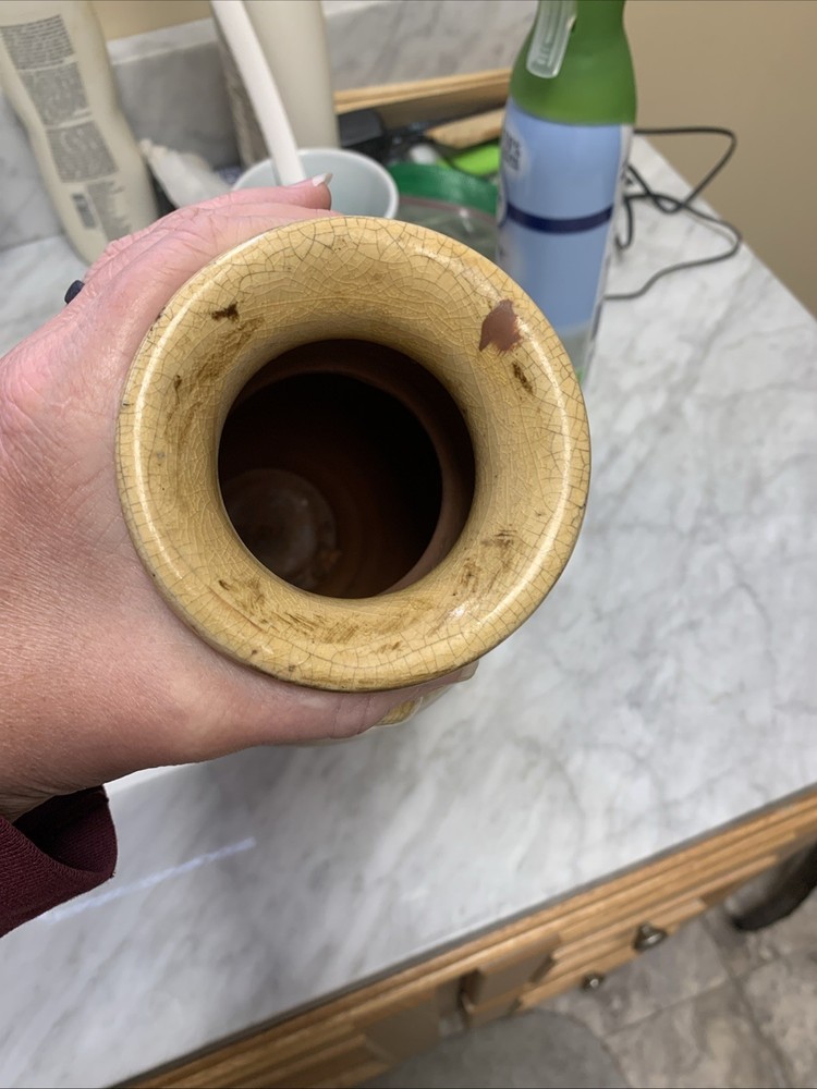 2 Tone Pottery Vase 11 In Tall