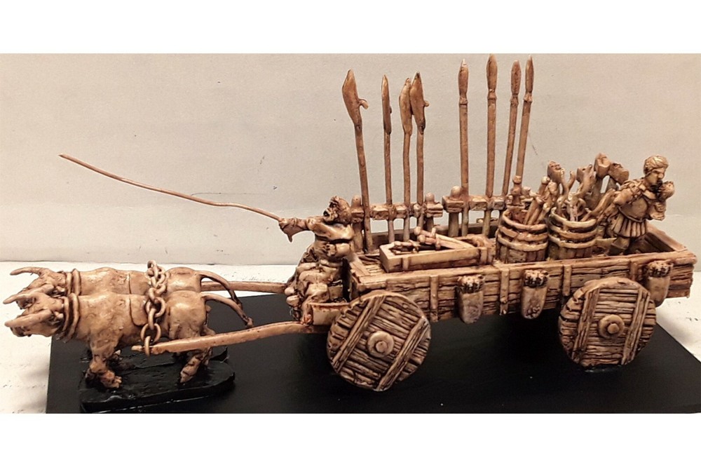 15mm Fantasy Weapon Masters Wagon with Bulls & Solid Wheels (Large)