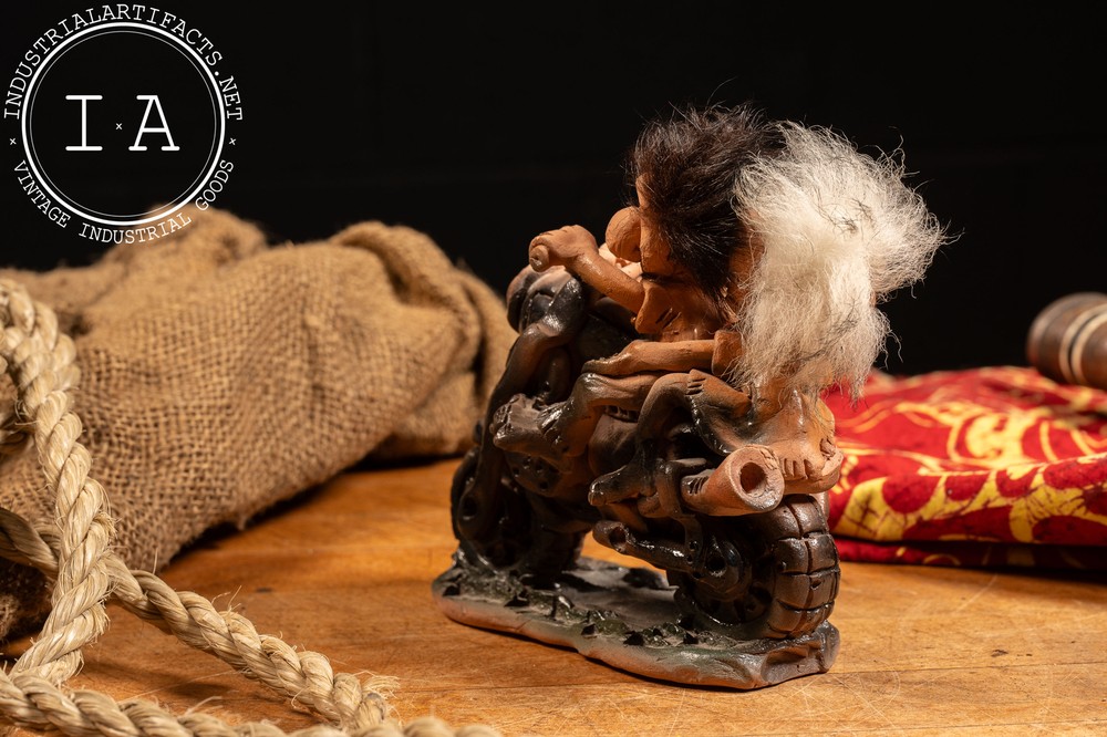 Vintage Bizarre Clay Motorcycle Figure