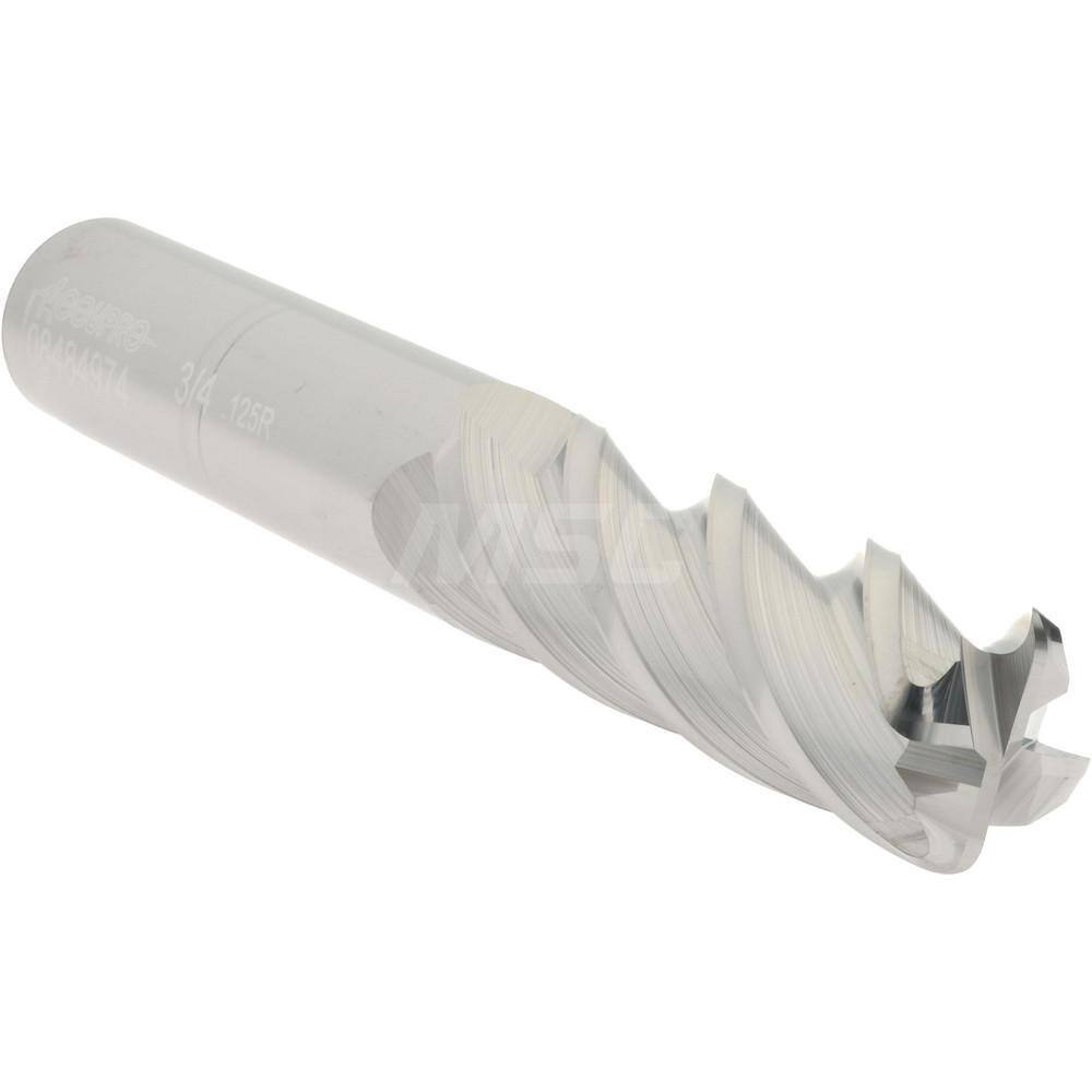 Accupro 3/4" Diam 4 Flute Single End Solid Carbide 1/8" Corner Radius End Mil...
