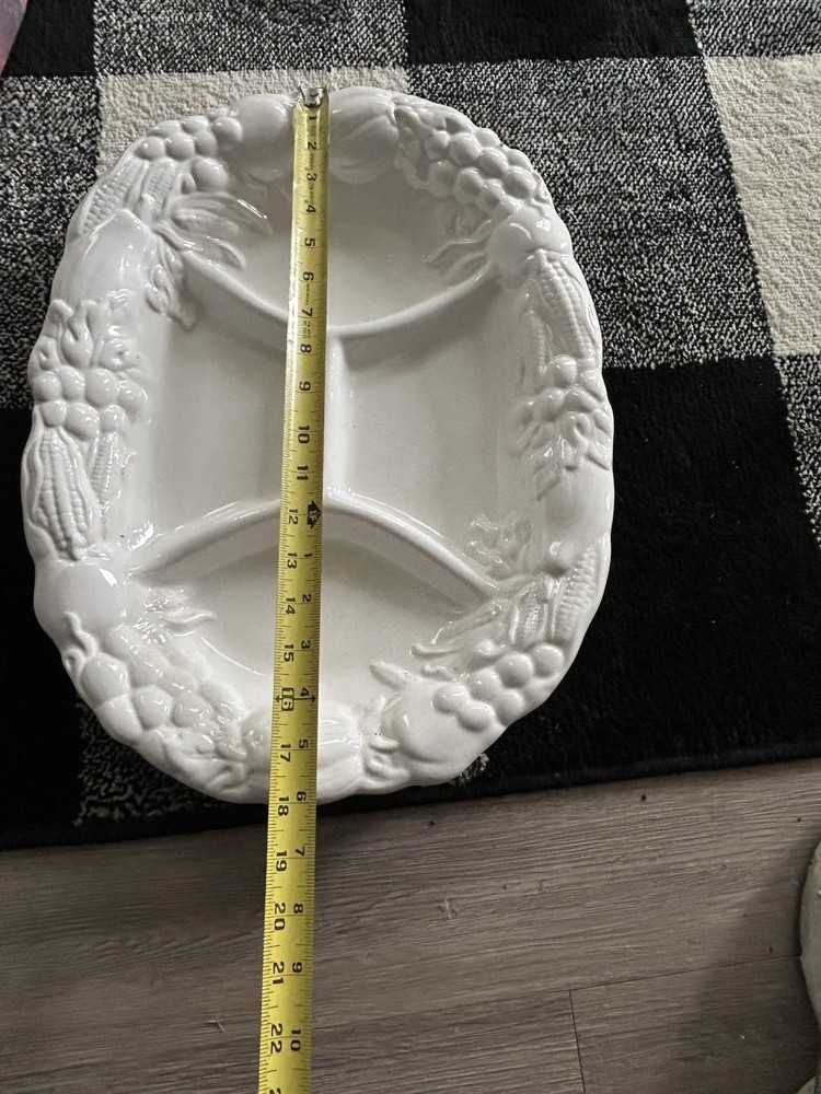 OBLONG ceramic VEGETABLE DIVIDED SERVING PLATTER
