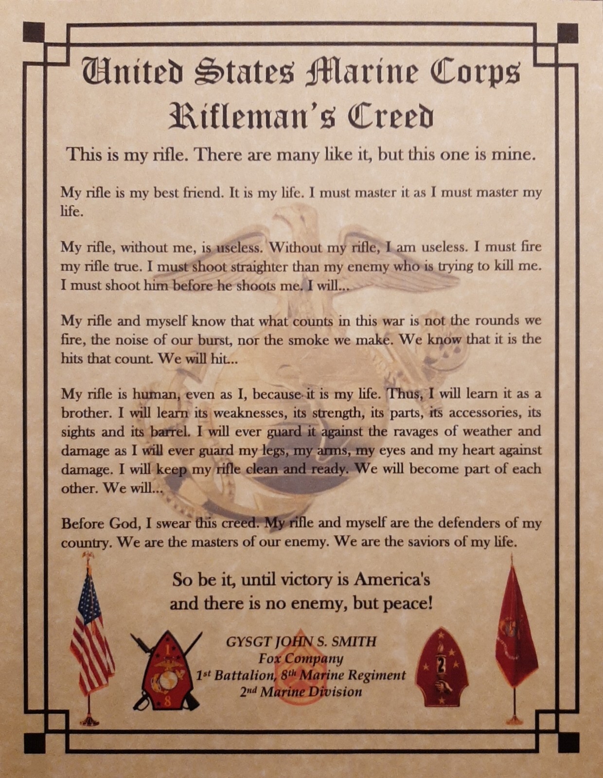 MC-NICE: MARINE CORPS Rifleman's Creed PERSONALIZED