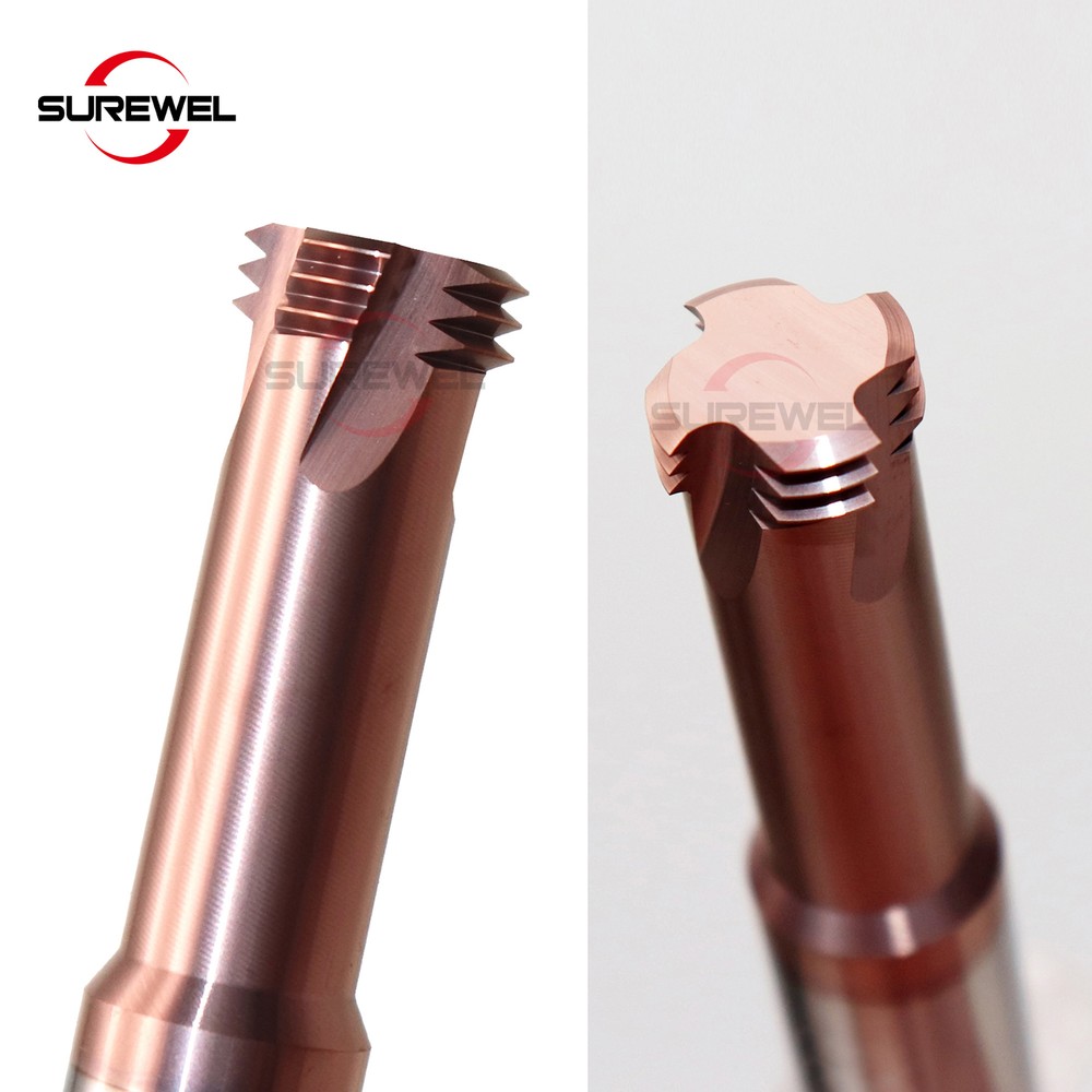 HRC68 Solid Carbide Three Teeth Thread Milling Cutter Balzers Coated 8-32UNC UNF