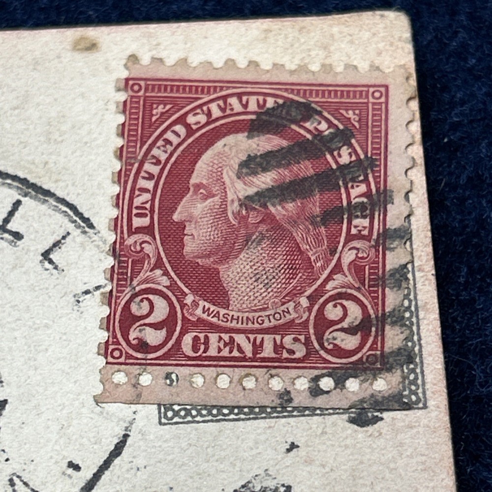 george washington stamp Two Cent Postmark 1927 Christmas Postcard
