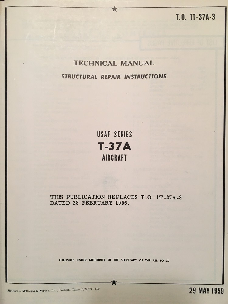 Cessna T-37A Tweet Structural Repair Manual