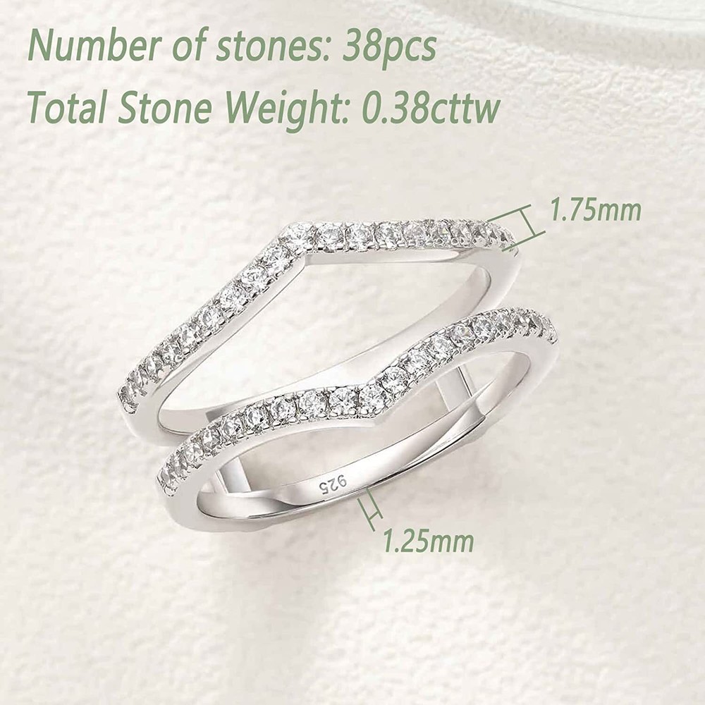 Adjustable V-shape Wedding Anniversary Band Ring Enhancer Wrap Sterling Silver