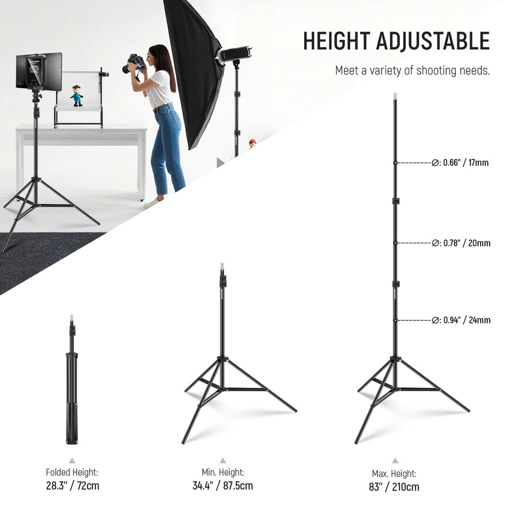 NEEWER ST210D 7' Light Stand (2-Pack) for Studio Lighting