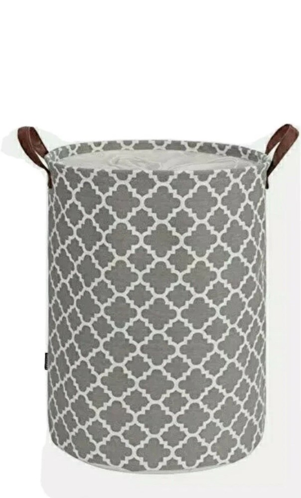 TOTANKI 48L Thickened Large Sized Laundry Basket with Leather Handle -2 Pack-