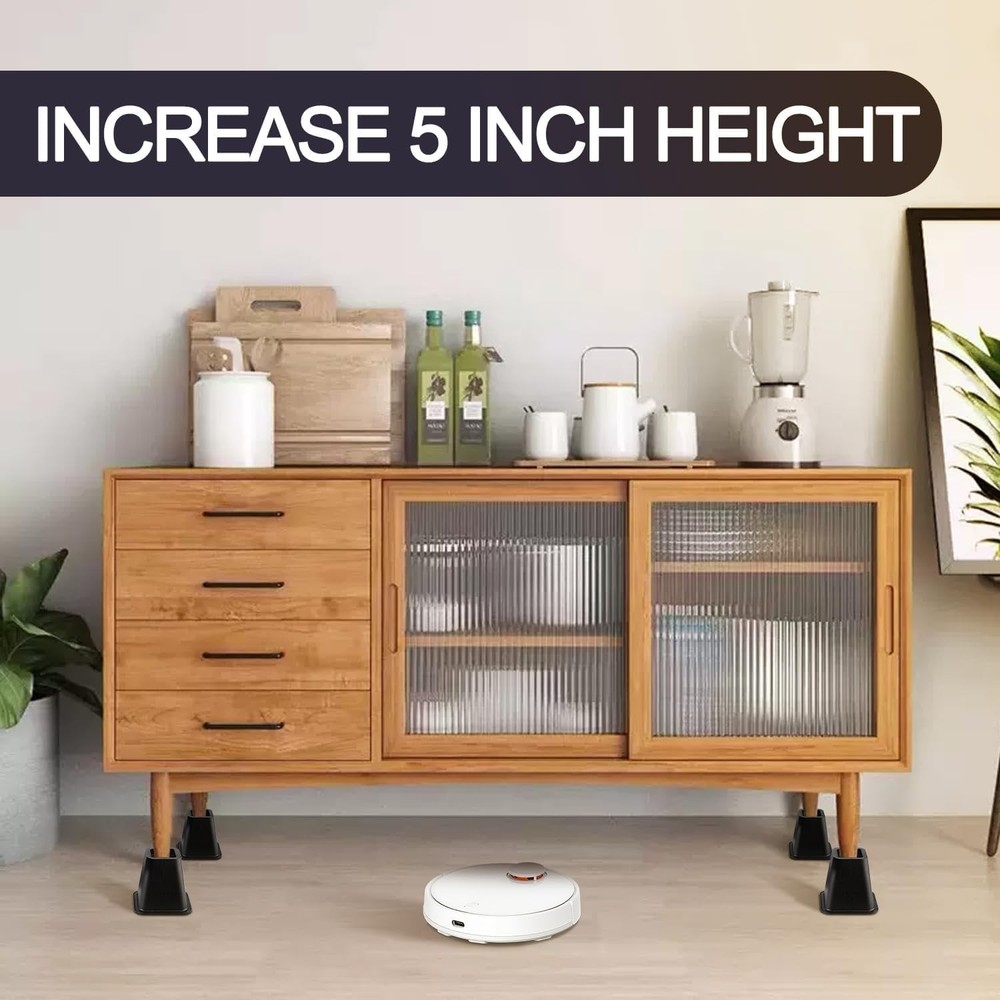 Heavy Duty Bed Risers 4 Pack 6 inch Black Create Under Bed Storage for Frame