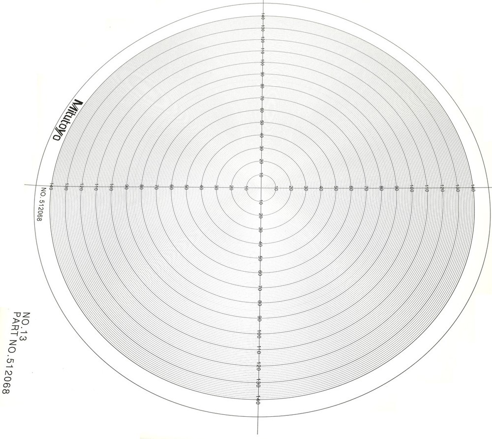 Optical Comparator Chart For Profile Projector Overlay Chart Mitutoyo 512068