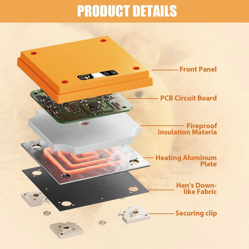 Brooder Plate with Adjustable Temperature & Height,10" X 10" Chick Heat Plate (O