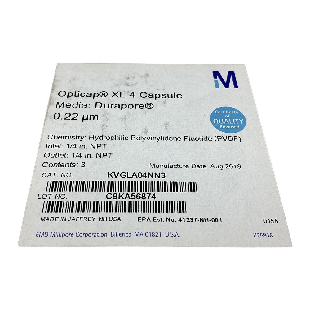 KVGLA04NN3 Opticap XL4 Modules MILLIPORE, Plastic filter capsule, KVGLA04NN3...