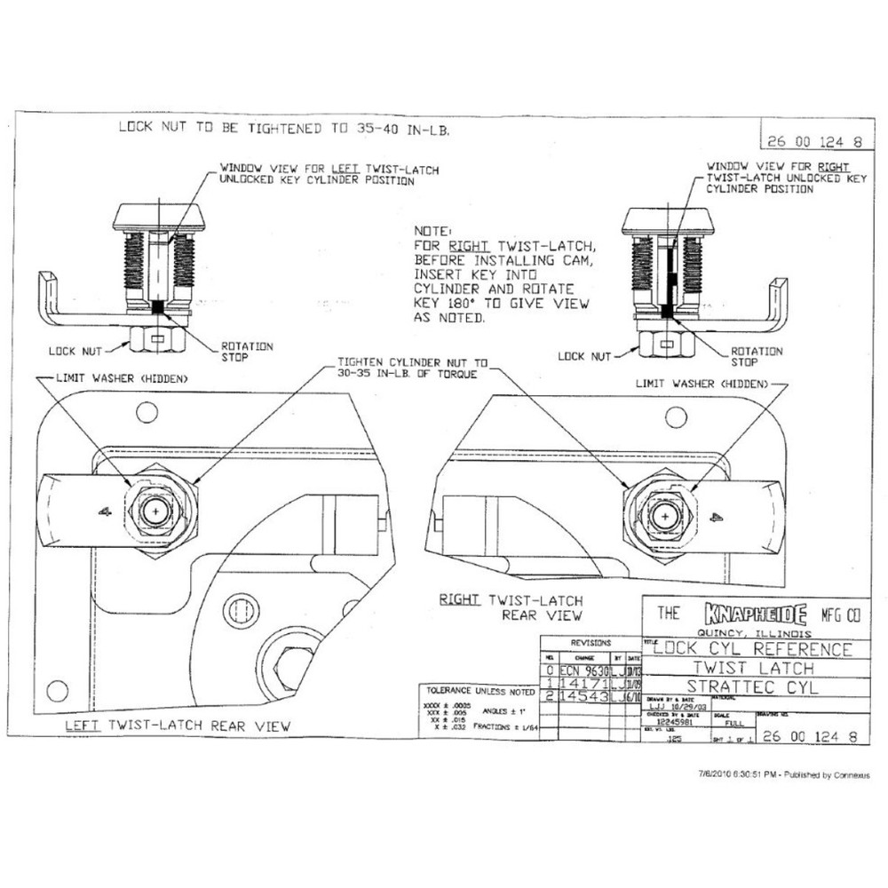 Knapheide 26109959, Replacement Lock & Key Kit for T-latches, Key Code 0006