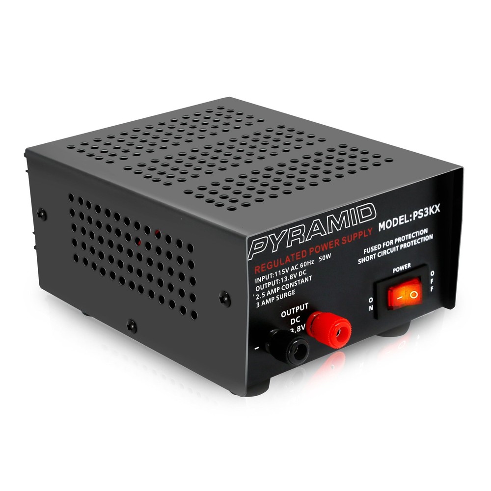 Pyramid Universal Compact Bench Power Supply - 2.5 Amp Linear Regulated Black