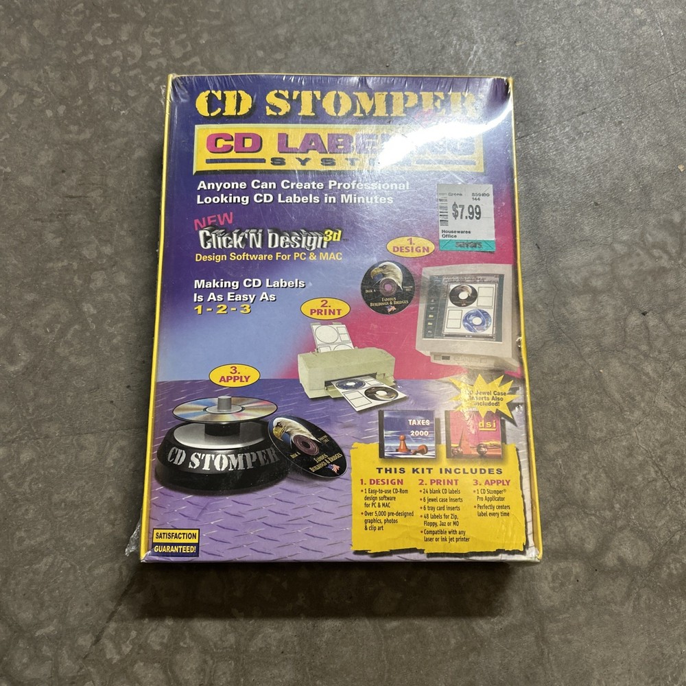 CD Stomper Pro CD Label Design Applicator System Kit PC & Mac Software Labeling 
