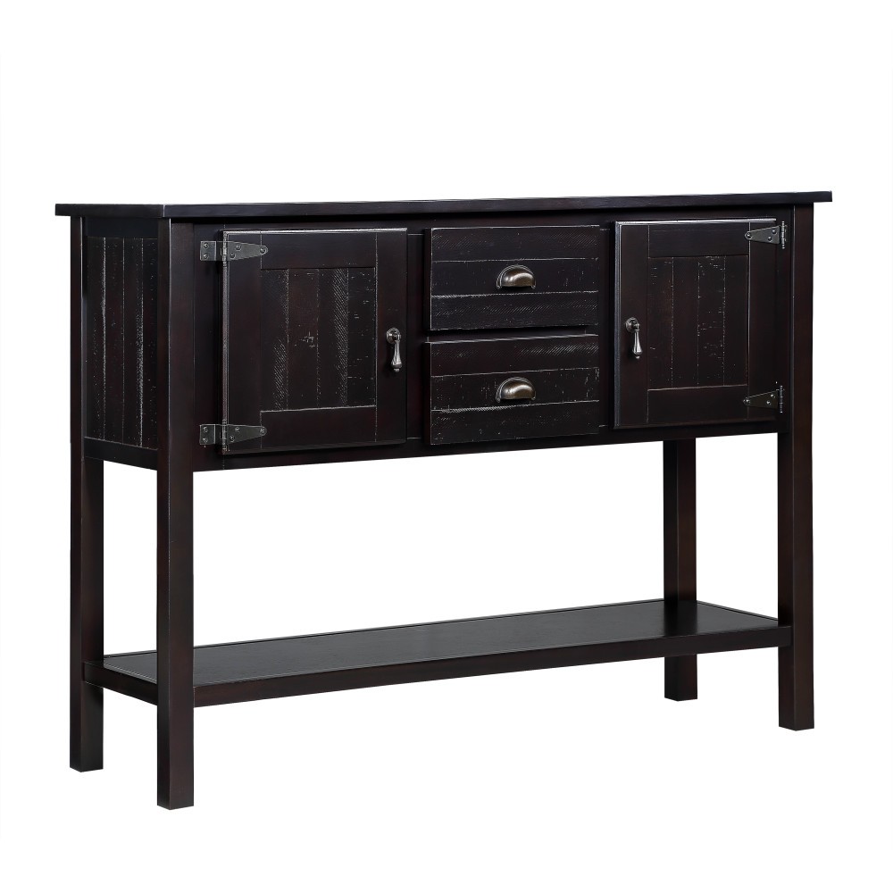 Solid Wood 48'' Sideboard Console Table - 2 Drawers/Cabinets, Shelf,Espresso