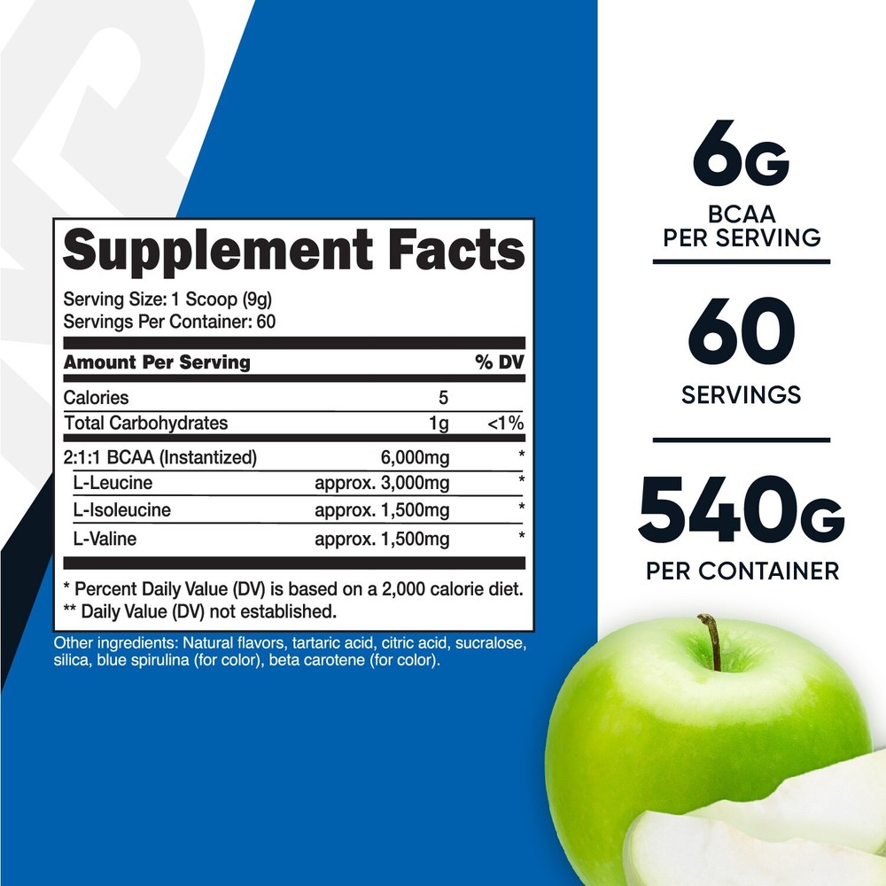 Nutricost BCAA Powder (Green Apple) 60 Servings