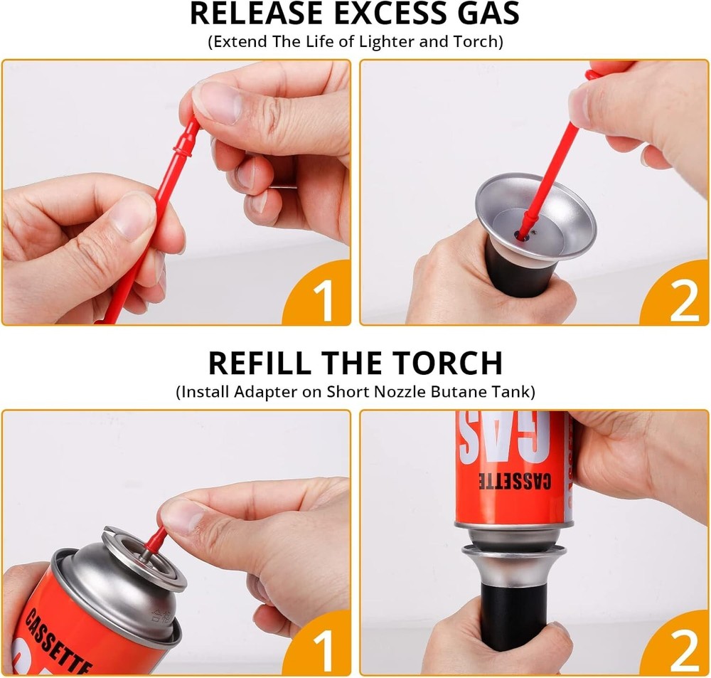 Multi-Purpose Butane Tank Adapter with 8 Refill Tips - Compact & Portable