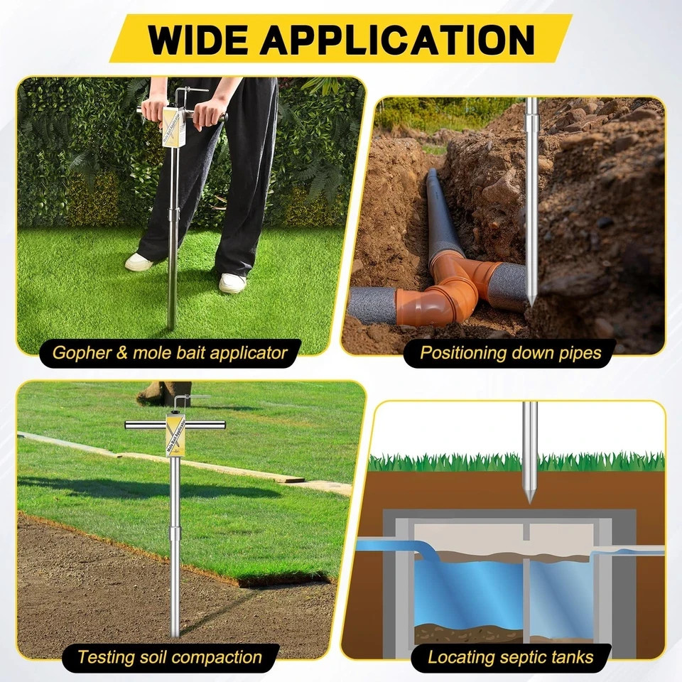 Gopher & Mole Bait Applicator, Stainless Steel Gopher/Mole/Vole Killer, Durab...