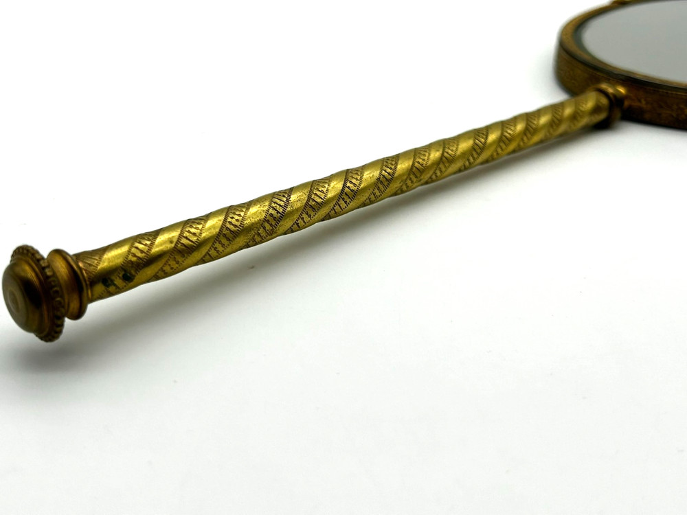 Antique Brass Handheld Vanity Mirror