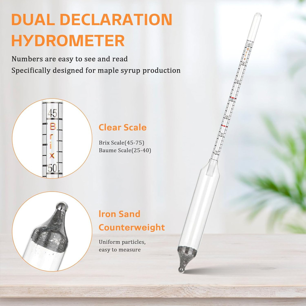 Maple Syrup Hydrometer Test Cup Kit, High Accuracy Hydrometer Maple Syrup Densit