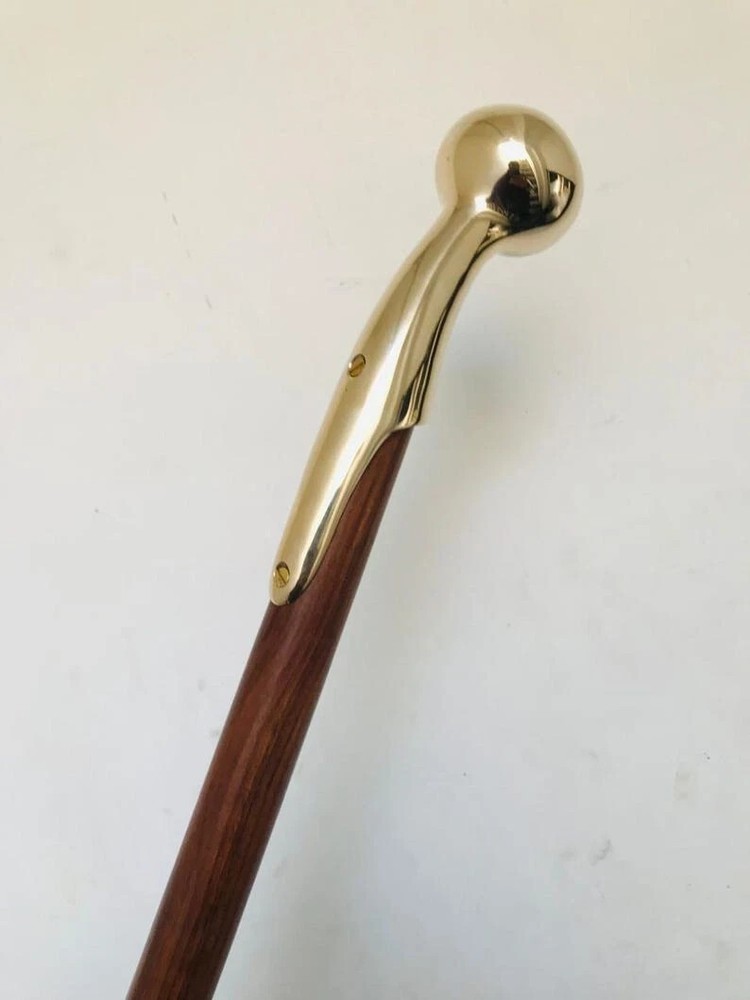 36'' NEW SOLID ANTIQUE SOLID BRASS HANDLE WOODEN WALKING STICK CANE VINTAGE