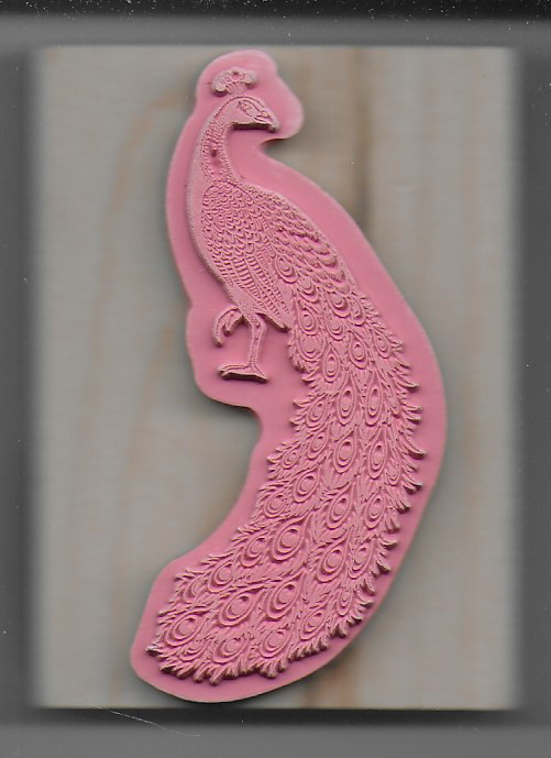 STAMPABILITIES rubber stamp PEOCOCK wood mounted