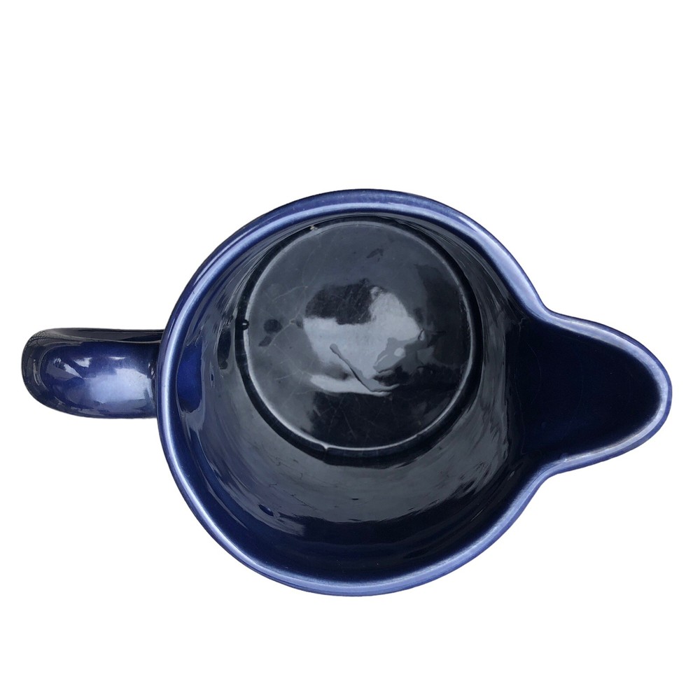 Cobalt Blue 8 ½" Tall Pottery Water Pitcher Style Sturdy Handle EUC