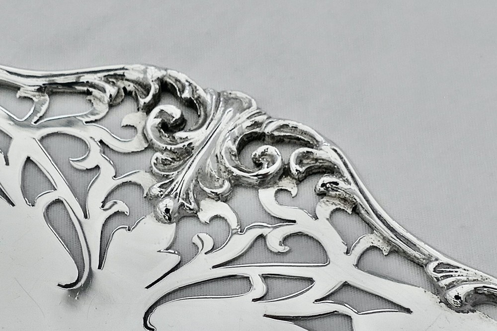 RARE GEORGE VI HM STERLING SILVER PIERCED RECTANGULAR FRUIT BOWL 1938